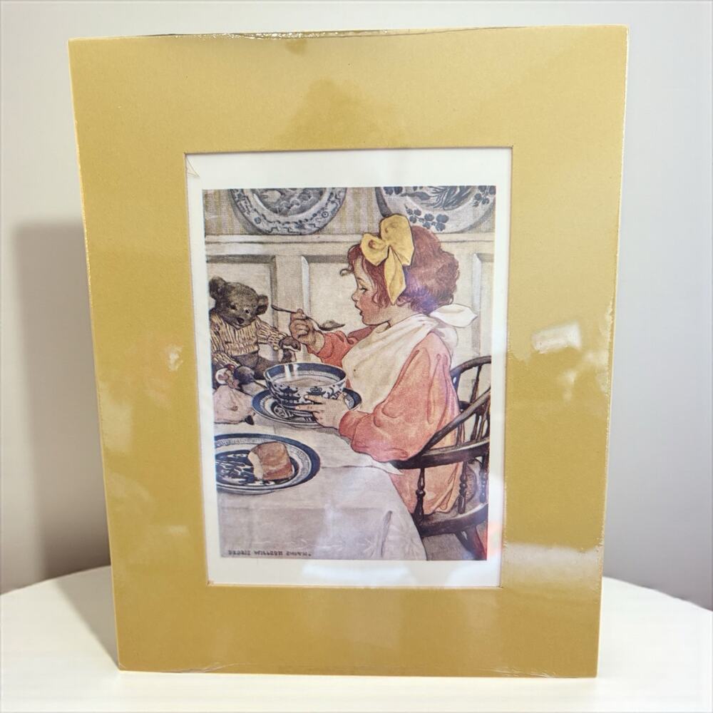 Jessie Wilcox Smith Litho Print "Breakfast with Teddy" New Sealed